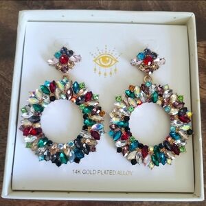 Eye Candy Los Angeles Luxe Collection Rhinestone 14K Gold Plated Earrings